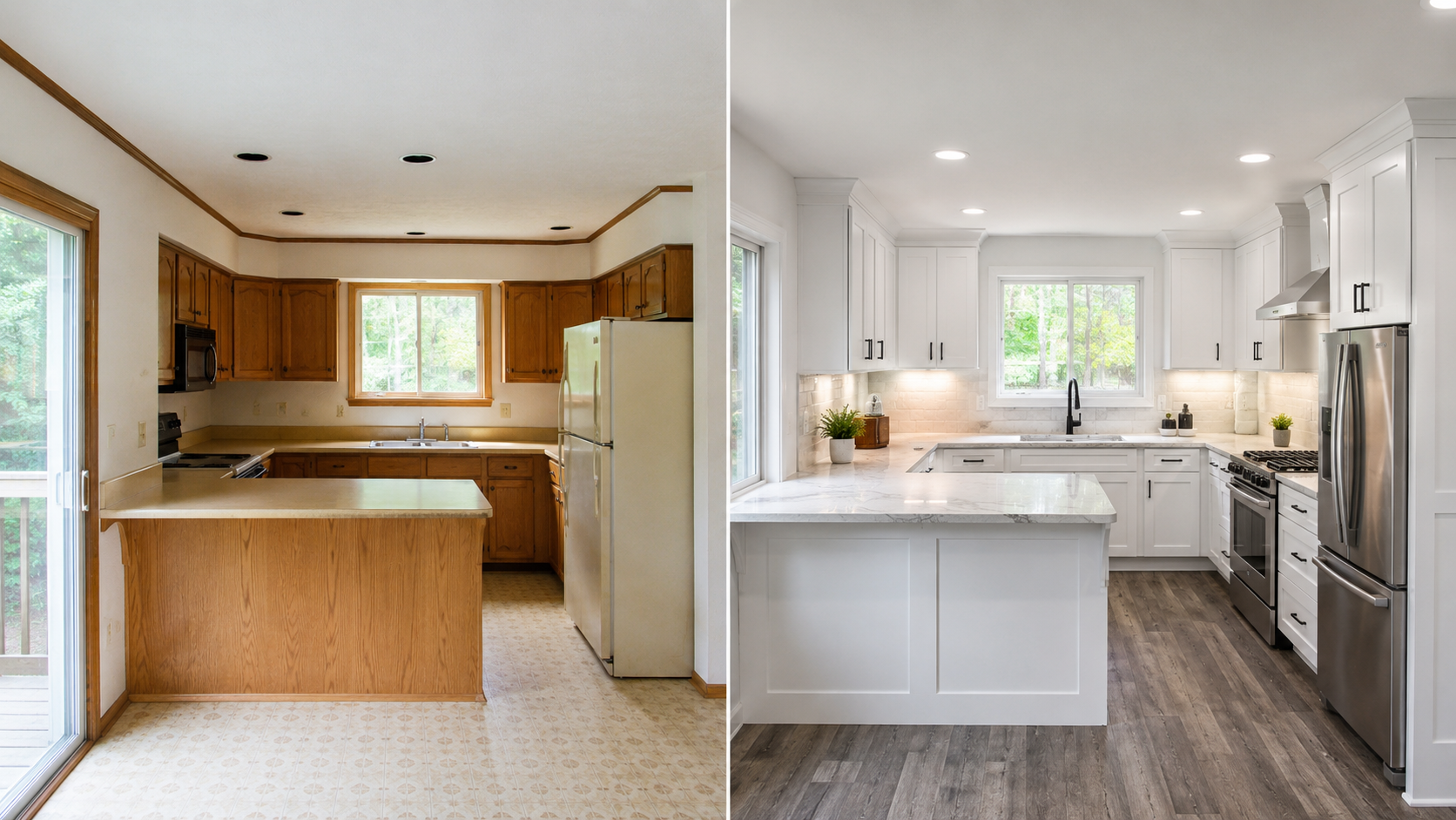 Kitchen before and after remodeling